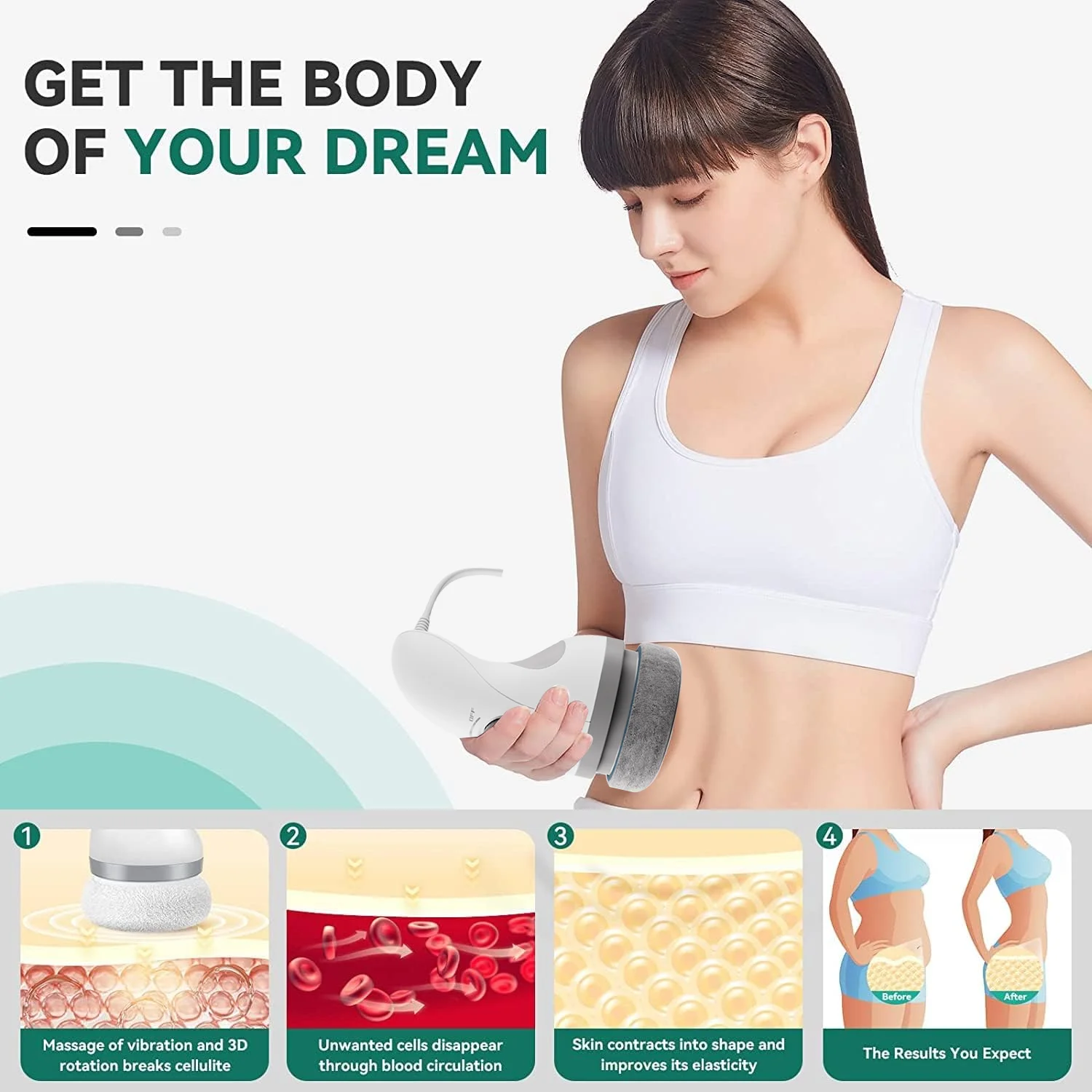Mini Handheld Fat Pushing Remover Burning Cellulite Body Massage Vibrator Machine Tool ,Belly Fat Massager for Promoting Fat
