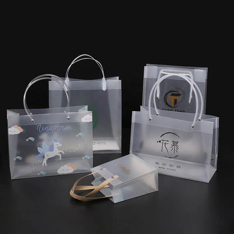 Recyclable Pp Plastic Transparent Shopping Bag With Custom Logo Printing Buy Cheap Pe Pp Po Bag Shopping Bag Promotional Plastic Bag With Handle Oem Factory And Customized Durable Transparent Pp Plastic Shopping Bag With