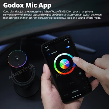 Godox EM68 EM68G RGB USB Condenser Microphone E-sports Cardioid Microphone Adjusting Controlled by Godox Mic App for Studio Mic detail image