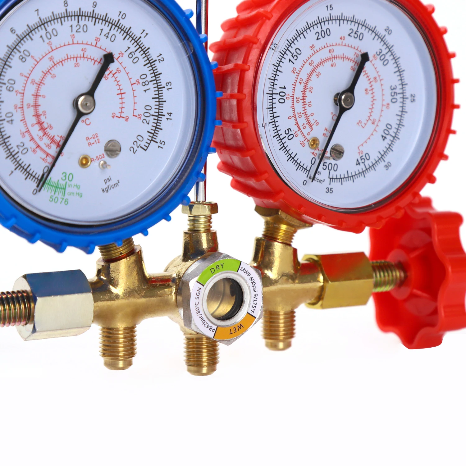 RN R134a R22 R12 R502 Two Way Gauge Refrigeration Hvac Meter Valve Pointer Reading Manifold Gauge