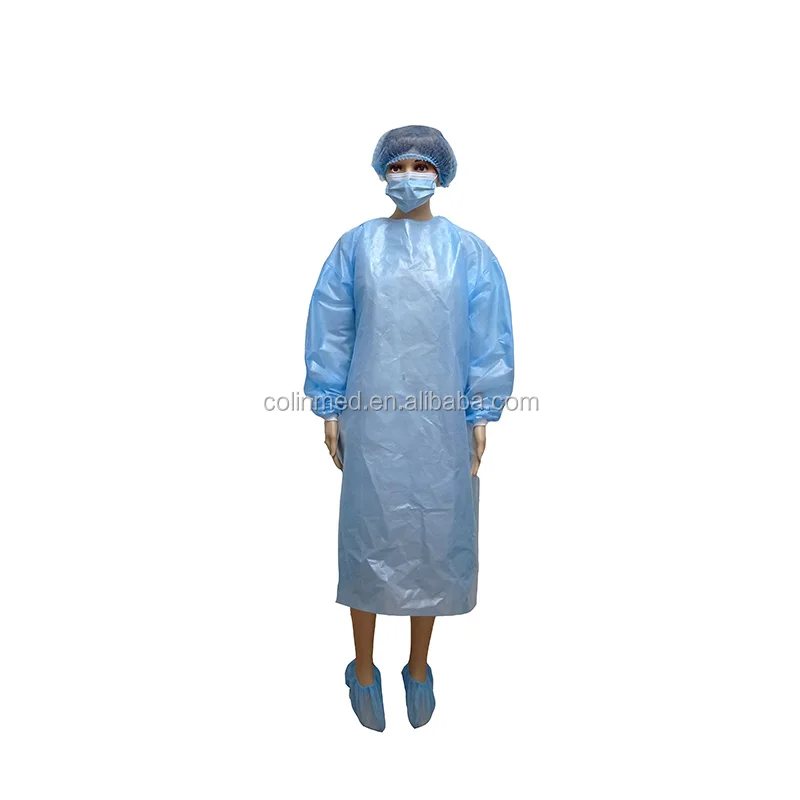 Daily use Non woven disposable long sleeve gown fabric Non-sterile work clothes with back ties