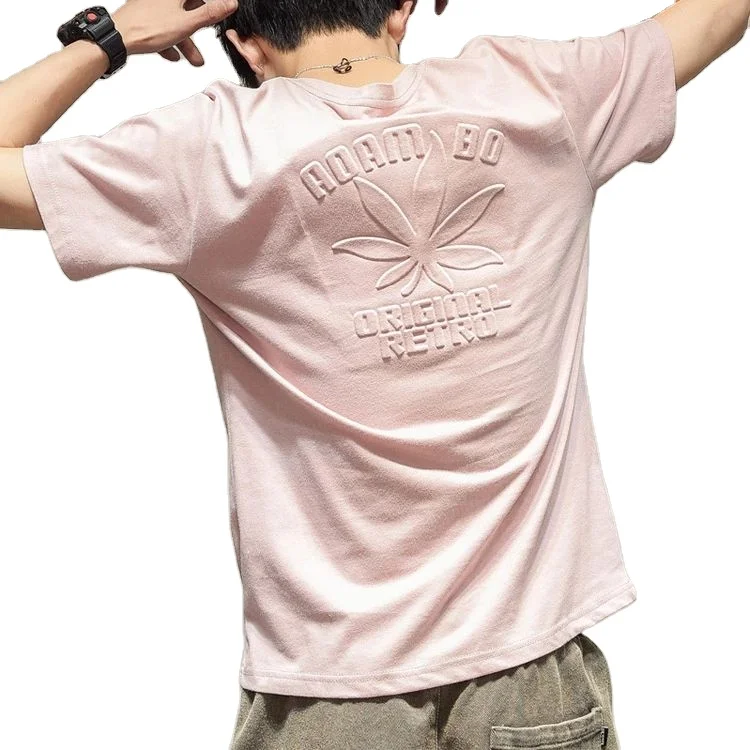 fashion round neck t shirt mens hip hop t-shirts front 3d puff