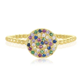 fashion 18k vermeil gold engagement color stone diamond rainbow rings
