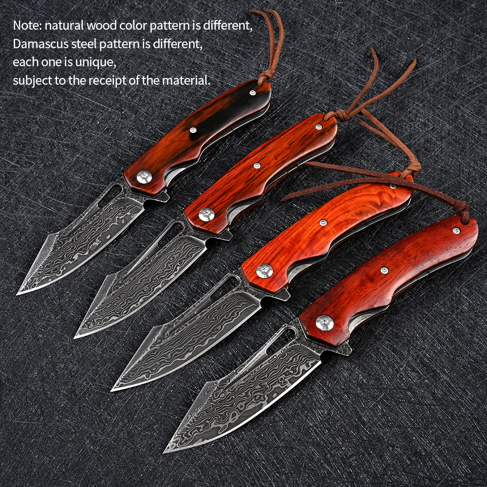 Hunting Survival Folding Knife Self Defense For Women Pocket Knife Tactical Damascus Knives