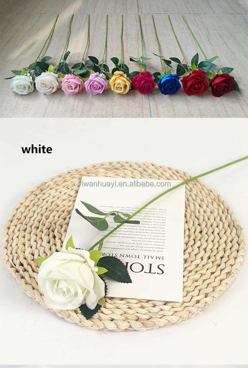 Yiwan Amazon Single Stem Artificial Silk Little Velvet Roses Cheap