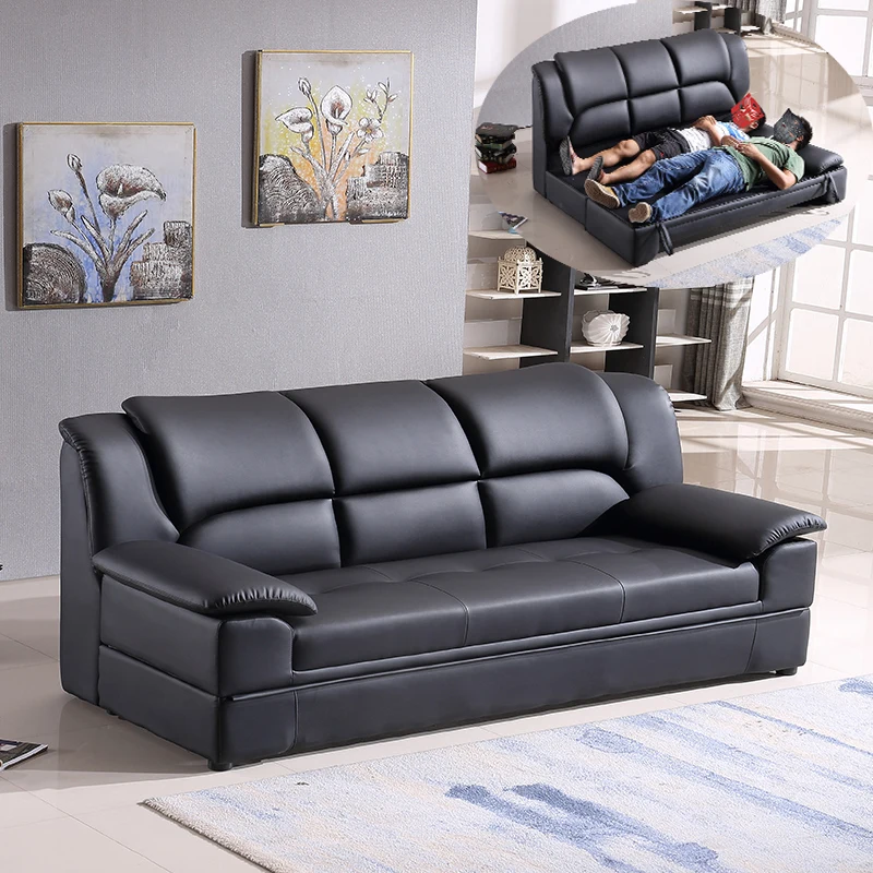 Multifunctional Leather Sofa Bed Multifunctional Small Family Folding