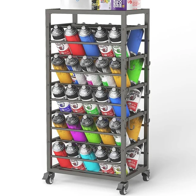 50 Spray Paint Storage Holder  Rolling Spray Can Storage Display Rack Heavy Duty Paint Aerosol Can Organizer