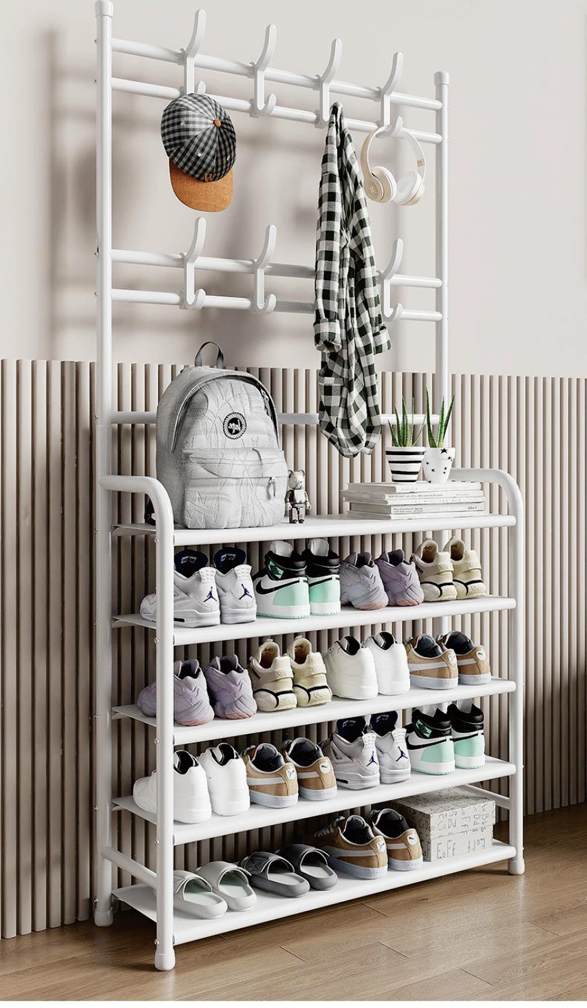 Étagère à chaussures pour la maison 5 couches en acier inoxydable supports de stockage de grande capacité étagère à chaussures multifonctionnelle avec support de Hall