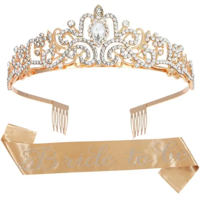 Со словом «Невеста» пояс из хрустального сплава с тиарой для девочек на день рождения и поясом