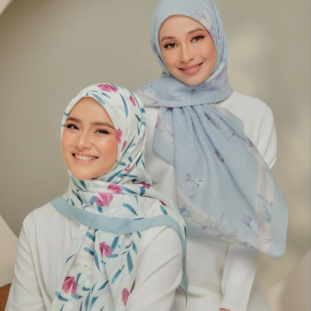 2023 Malaysia Custom Printed Voile Square Scarf Hijab Instant Wholesale ...