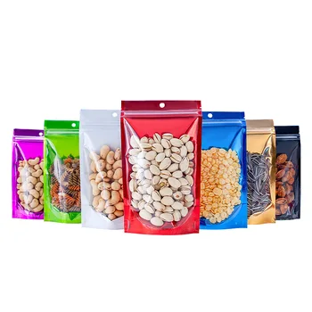 Wholesale Plastic Mylar Zip Lock Clear Front Stand Up  Ziplock Pouches, PET Food Candy Gifts Packing Bags for Small Business