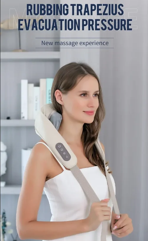 Foreverlily Wireless Neck and Back Massager Neck and Shoulder Kneading Massage Shawl Neck Cervical Relaxing Trapezius Massager