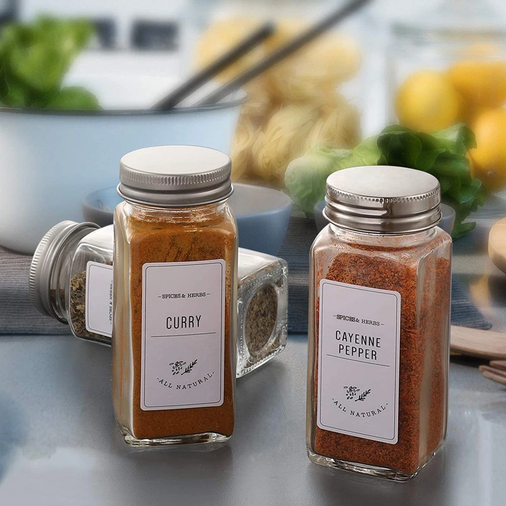 Custom Minimalist Spice Jar Labels Preprinted Spice Stickers Fits Round Bamboo Jars or Rectangular Spice Jars Waterproof Label