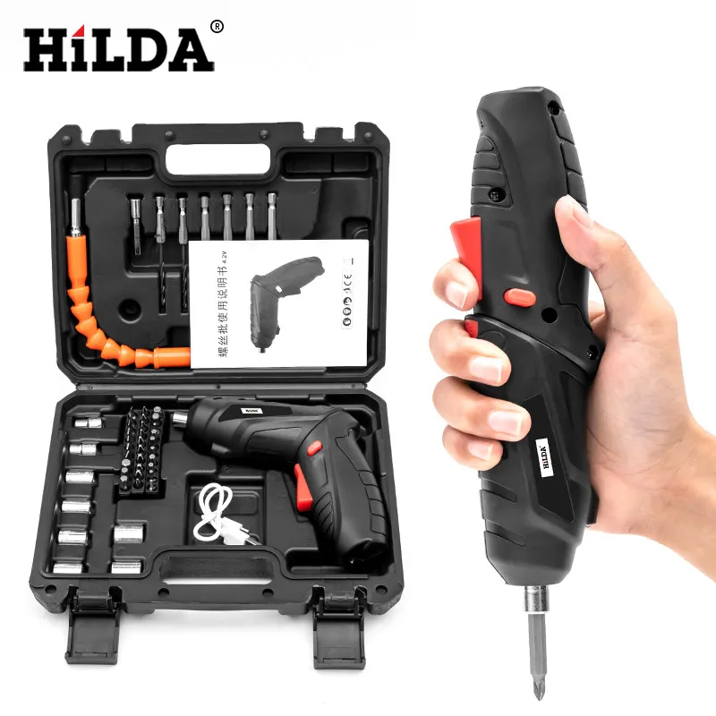 HILDA Electric Drill Cordless Screwdriver Lithium Battery Mini Drill  Cordless Screwdriver Power Tools Cordless Drill