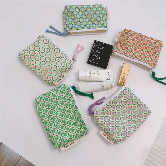 Fresh Floral Home Travel Toiletry Pouch Bag Small Earphone Coin Candy Handbag Wallet Mini Cosmetics Makeup Storage Bags Purse