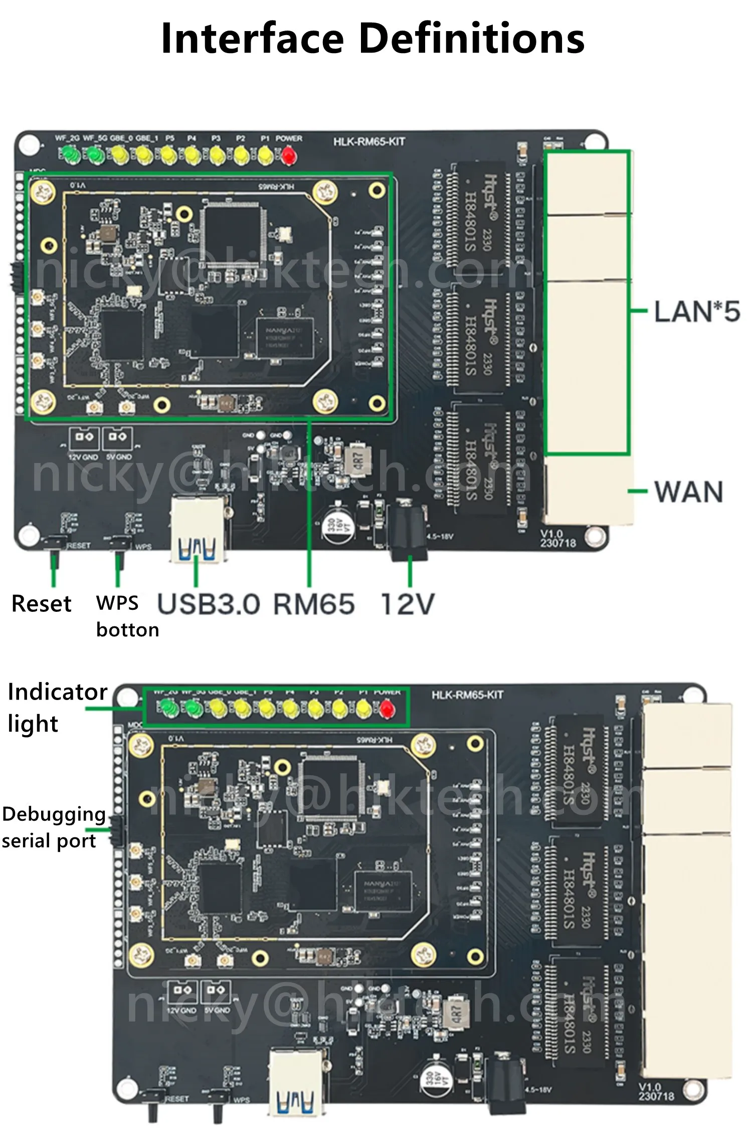 HLK-RM65 Openwrt Wifi 6 Gigabit Router Module Kit with 256M RAM