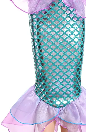 Little Girls Mermaid Costume Princess Dress up for Birthday with Accessories Crown Wand for 3-10 Years