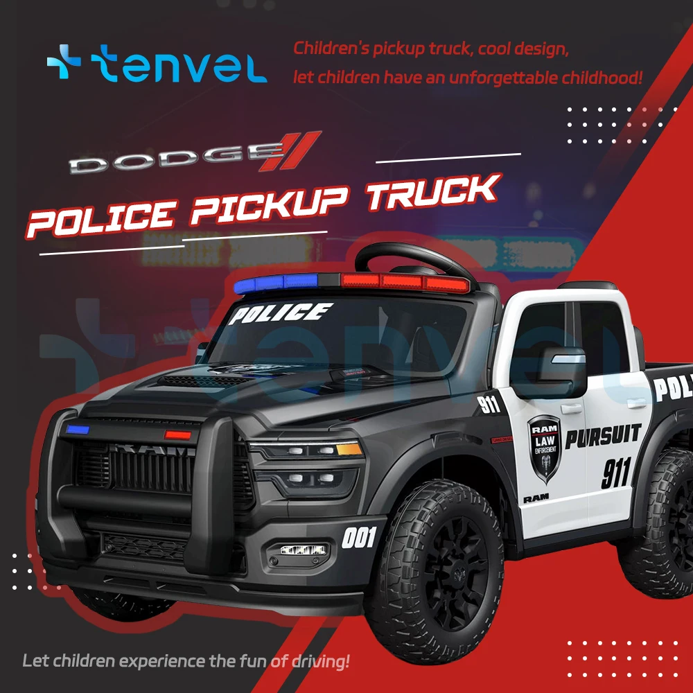Factory New Arrival Licensed RAM HD Kids Electric Toy Police Car Remote Control 2 Seats Ride on Toy Car for Children to Drive