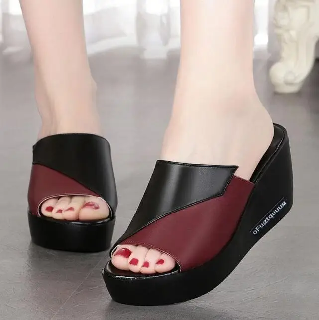 Factory Price New Summer High-heeled Thick-soled Flip-flops Wedges ...