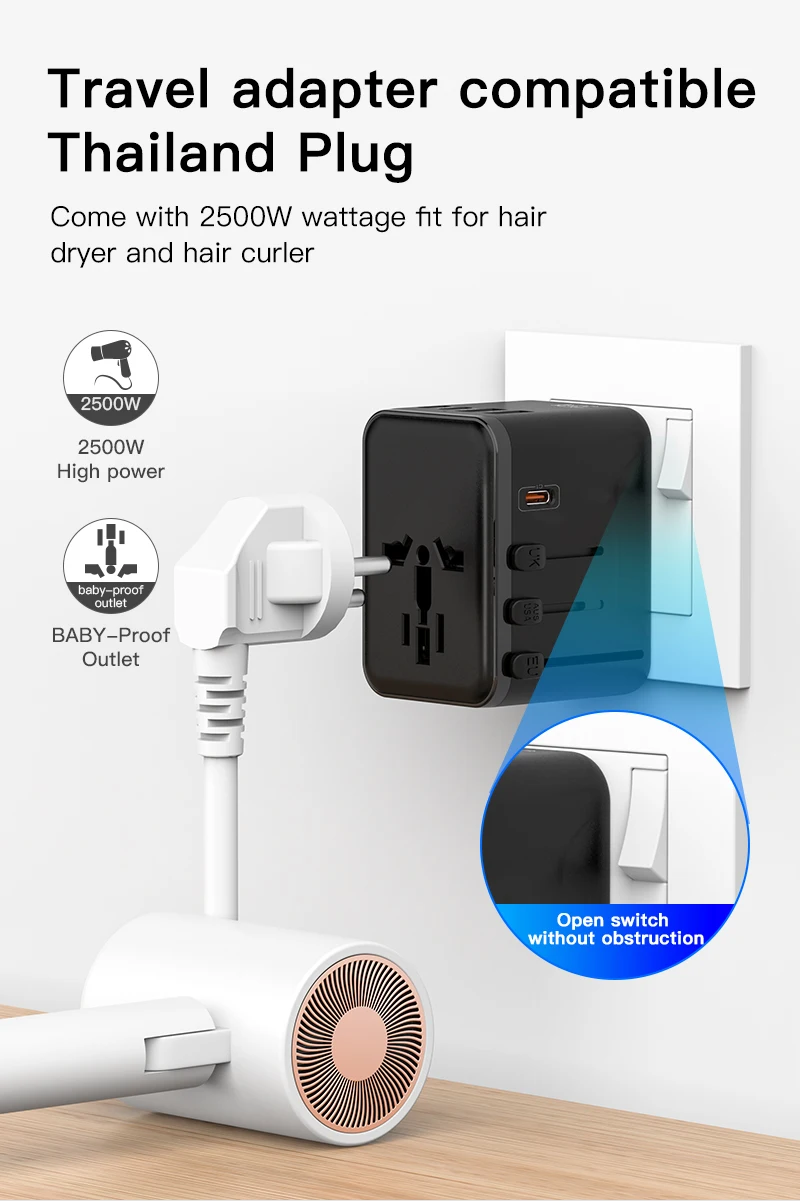 35w畅销书快速充电器通用旅行适配器电气多插座旅行插头适配器国际插头