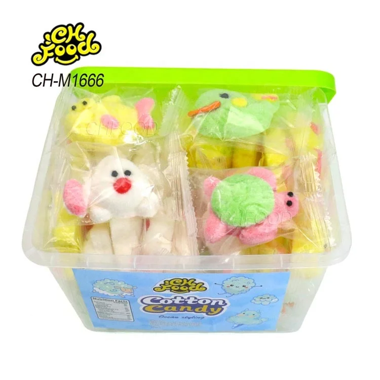 Custom Cute Marine Animal Fish and Turtles Shaped Marshmallow Candy Wholesale and OEM Cartoon Shape Halal Sweets Cotton Candy