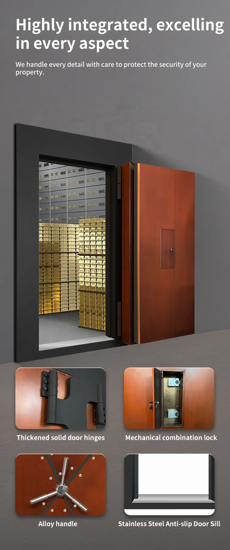 CEQSAFE Custom High-Quality Bank Security Steel Strong Safe Room Door Metal Vault Door manufacture