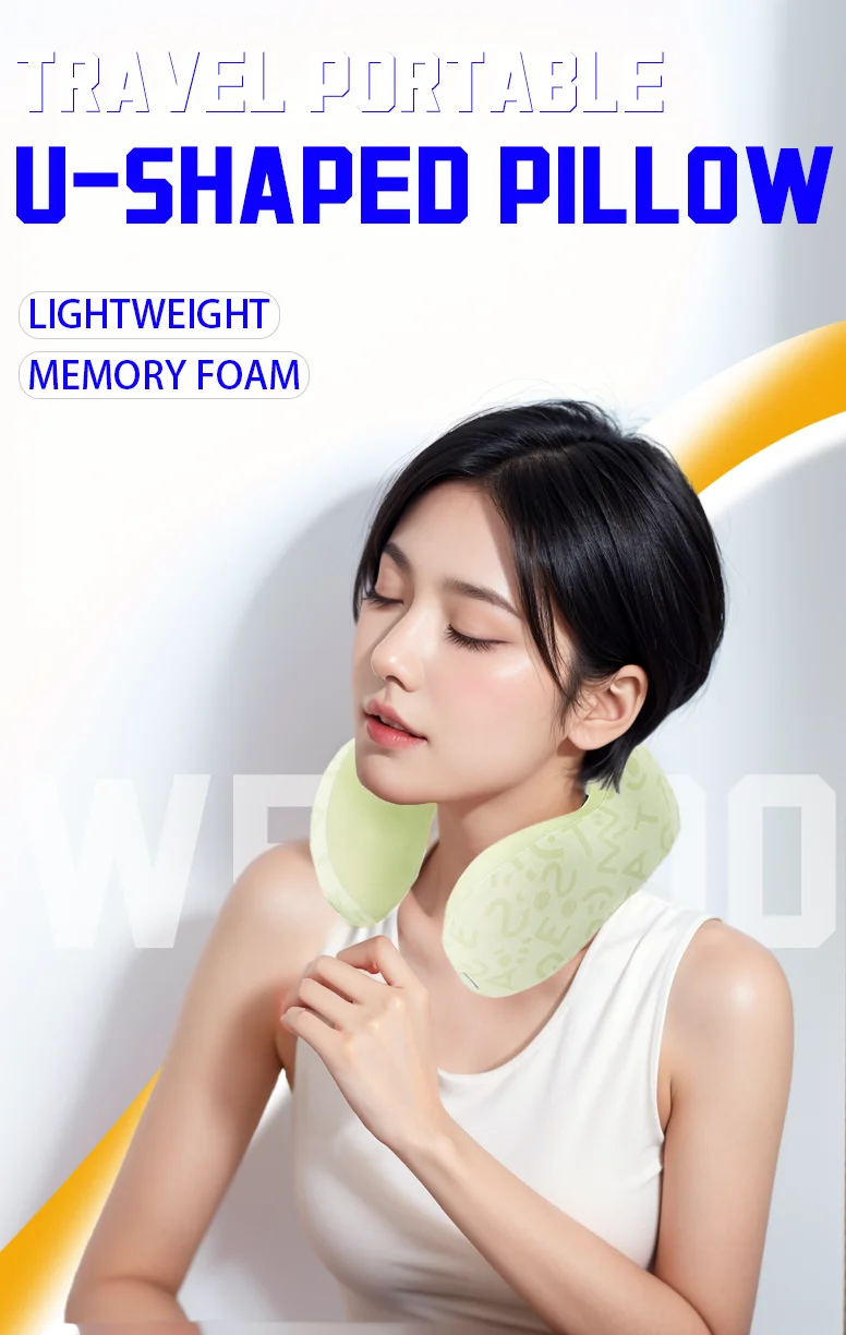 U Shaped Adjustable Memory Foam Travel Pillow Portable Cooling Massage Flight Neck Pillow for Car Office Home Logo Camping