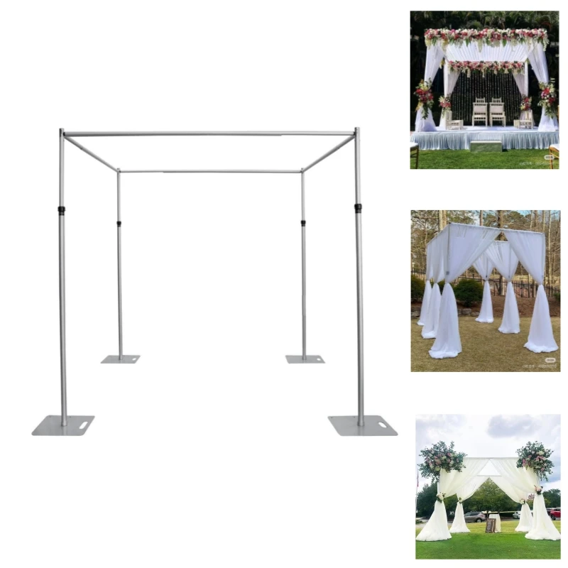product aluminum alloy pipe and drape adjustable backdrop stand for outdoor wedding party decoration curtain retractable rod-3