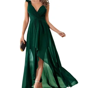 2026 Custom Clothing Brand Chiffon Half Sleeve Floor-Length Summer Breathable A-Line Women Formal Evening Dress