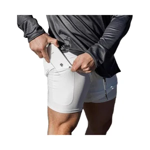 American Leisure Double-Layer Quick Dry Solid Color Sports Shorts for Running Basketball Gym Fitness Sets
