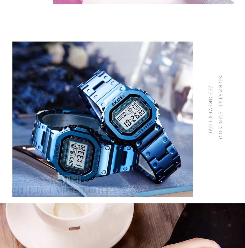 SKMEI  1456 1433 Fashion Digital Watch Men Women Couple Wristwatches 2Time Chrono Watches Waterproof horloges vrouwen mannen