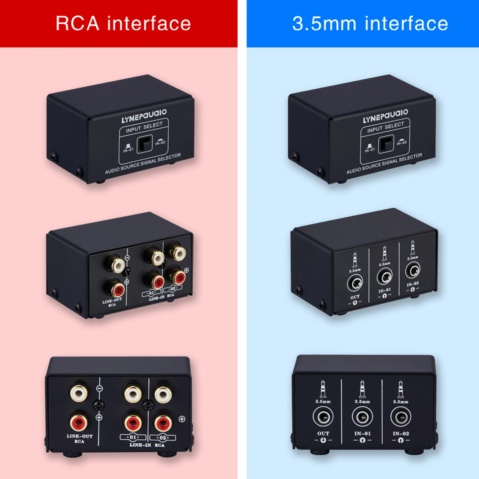 ZUZONG Commutatore Audio da 3,5 mm, 2 Ingressi 1 Uscita, 1 Ingresso, 2 Uscite Audio, Switcher Box, Pulsante Silenzioso, Non Richiede Alimentazione Esterna