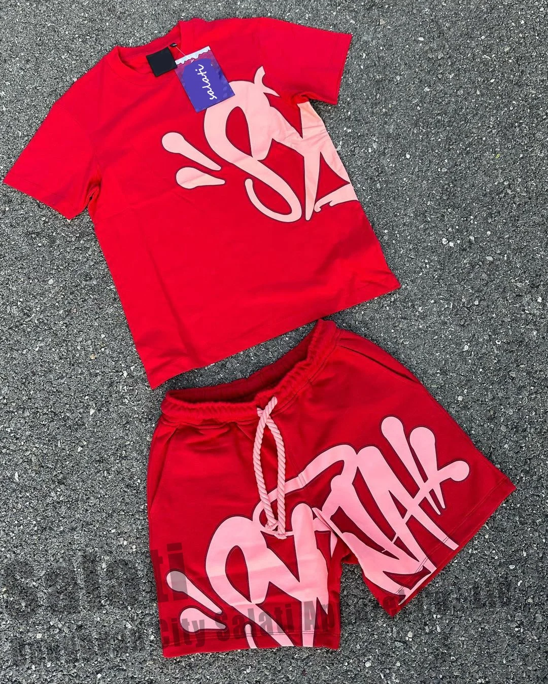 Custom Print Sweat Suits Oversized Cotton Jogger Sports Tracksuits Two Piece Summer Crew Neck Tshirts and Shorts Sets for Men gallery 4