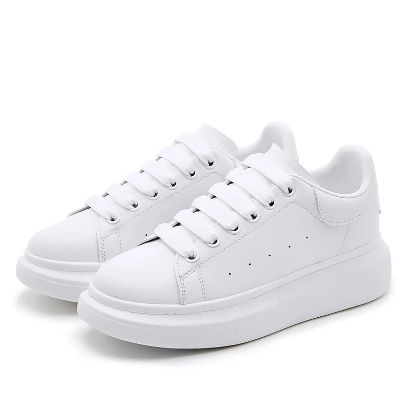 Multi-color Tail Label Thick-Soled Small White Shoes