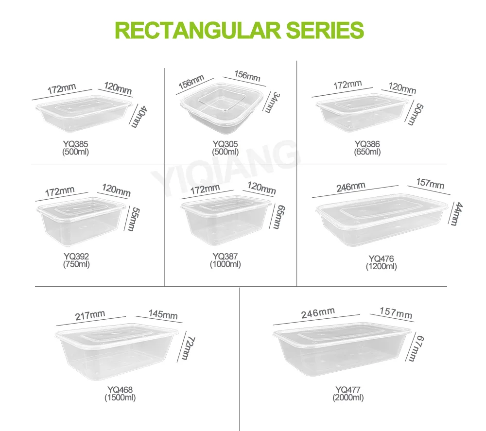 rectangular plastic microwavable cheap small disposable