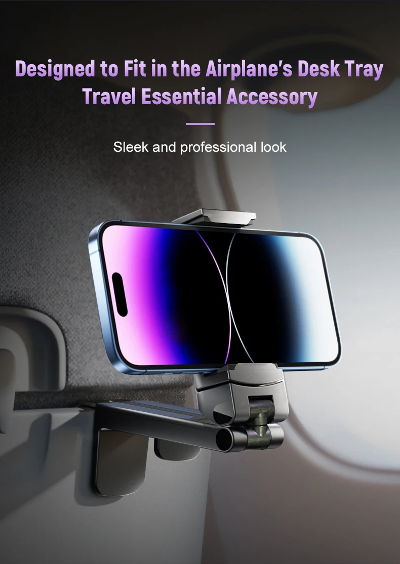 Adjustable Portable Travel Cell Phone Holder 360 Rotation Airplane