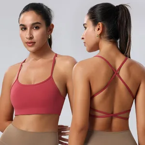 OEM Customizable Sports Bra Large Size Thin Shoulder Strap High Elastic Yoga Suit with Breathable Feature Sports Top & Vest