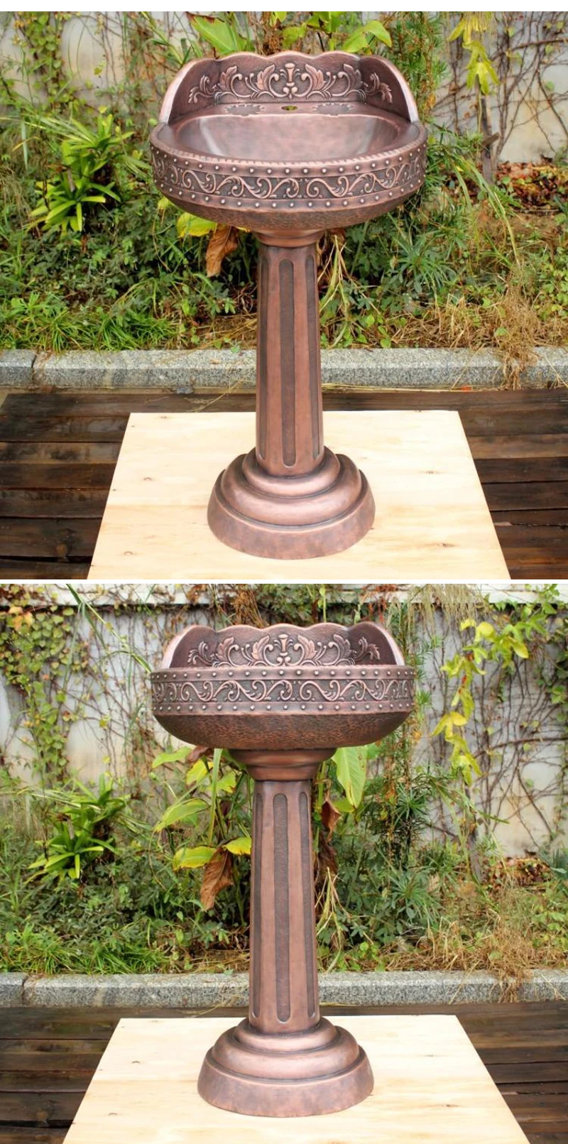 Luxury Design Copper Pedestal Sink Freestanding Metal For Hotel