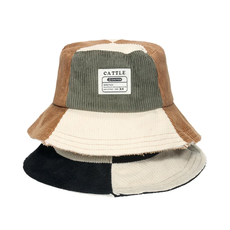 WXL434 Splice Bucket Hats - Warm Retro Stitching Streetwear