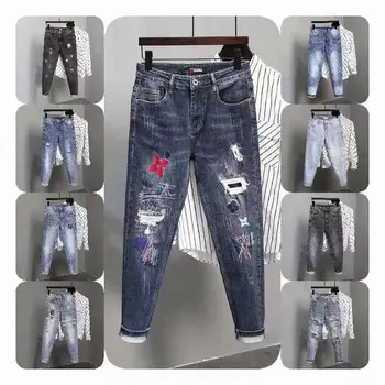 Factory Directly Wholesale Designers Pantalones Blue Jeans Mens Ripped Skinny Stretch Denim Pants Slim Men's Jeans