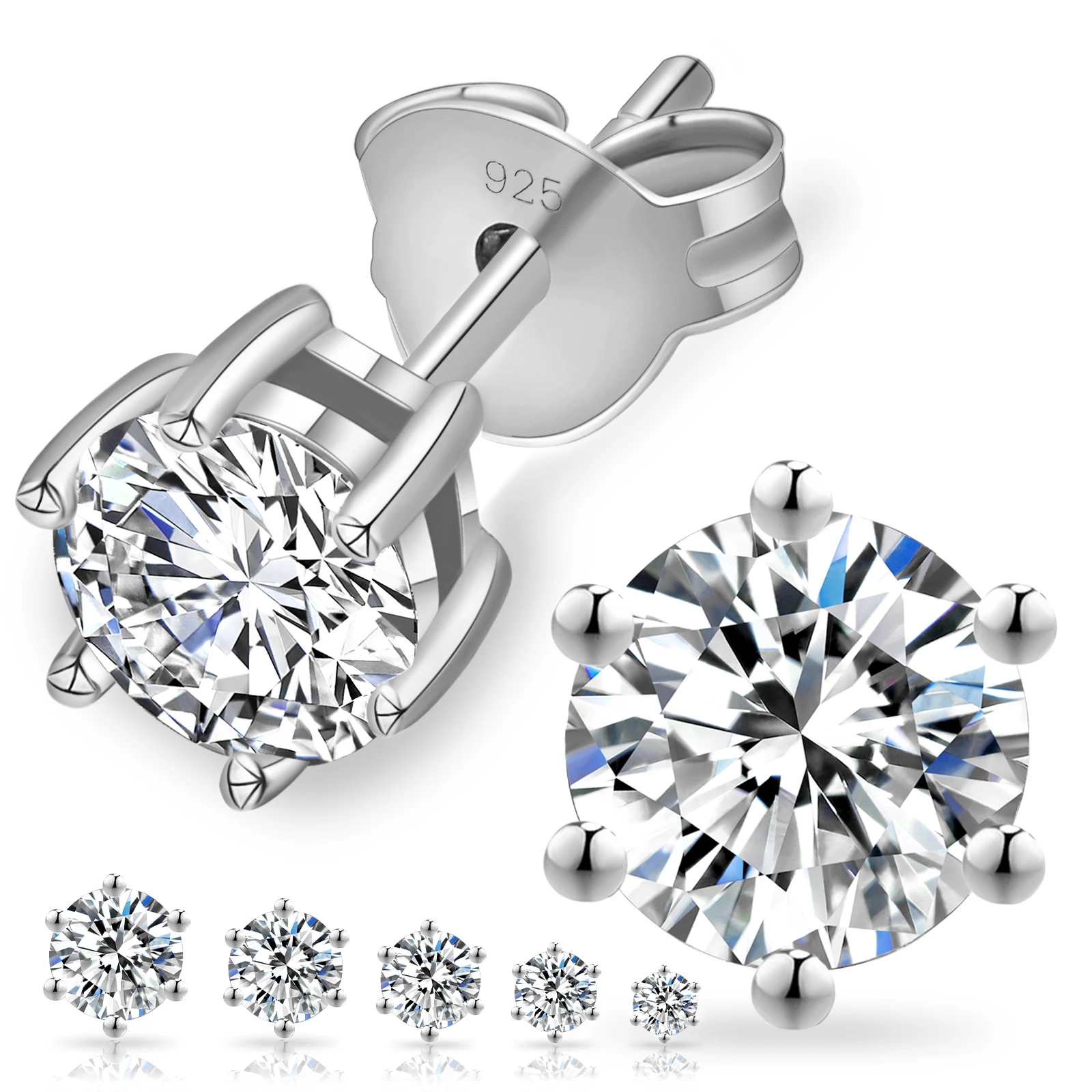 Luxury Stud Earrings For Women - 925 Silver Filled With Cubic Zirconia, A Pair