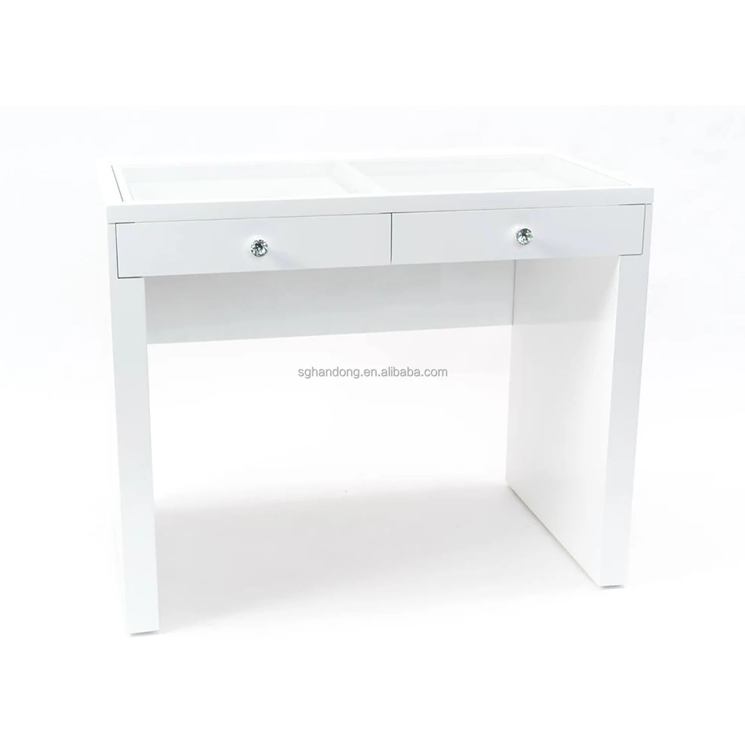 Small Glass Top Vanity Makeup Table With Drawers And Without Mirror