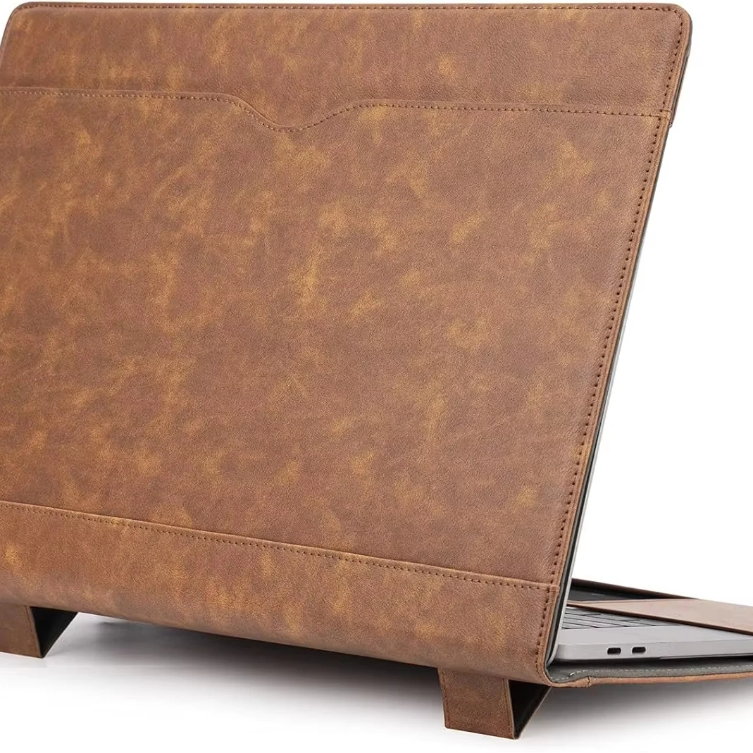 Sleeve  for MacBook Pro 14 15 16 inch Genuine Leather Case with Touch Laptop Sleeve Protective Folio Book Cover with Vents Stand