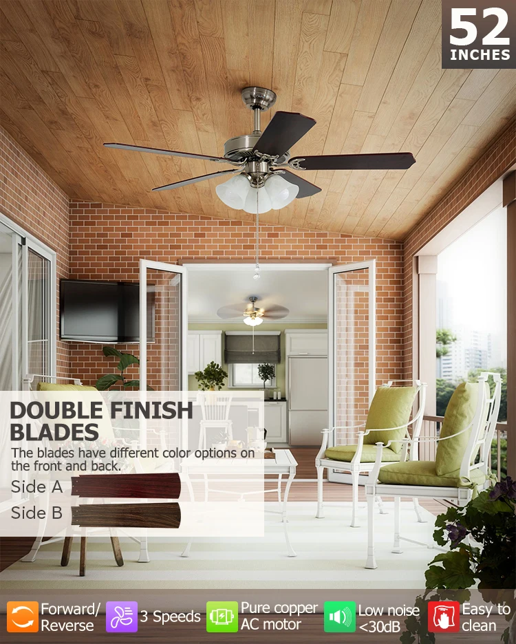 1stshine Ceiling Fan Ac Motor Reversible Blades Two Finish Mdf Ceiling