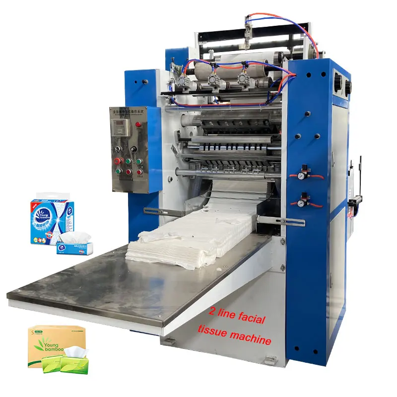 Full Automatic 2 Line Facial Tissue Paper Machine Production Line with Box and Plastic Bag Packing Machine