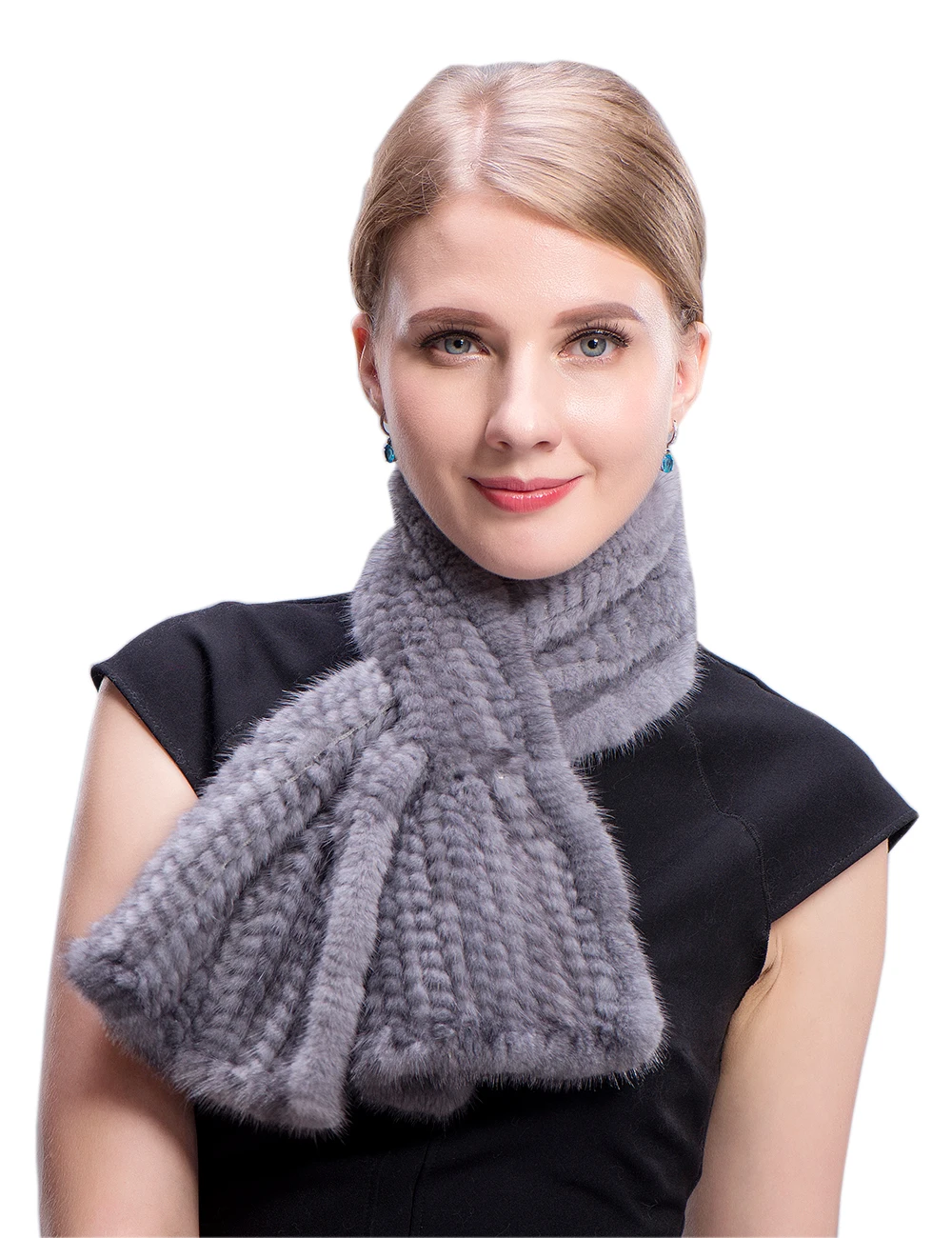 MWFur ручной вязки роскошный норковый меховой шарф двусторонний мех короткий стиль для женщин