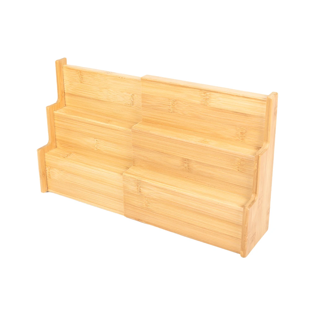 Spice Rack Kitchen Cabinet Organizer Bamboo Wood 3-Tier Step Shelf ...