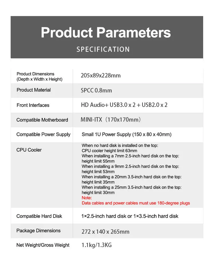 Mini ITX HTPC Desktop Case 5V ARGB Front Panel 4 USB Ports 1U Power Supply Supports 4K-f aperçu 6