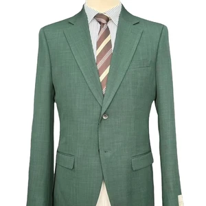 Hot Sale Men's Classic Style Single-Breasted Green Woolen Blazer Pant Plus Size Business Suit Flat Zipper Fly Closure Breathable