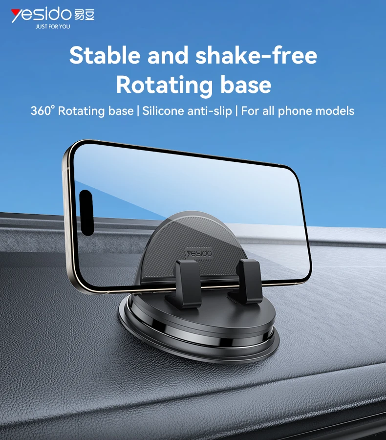 Yesido C268 360 Rotating Base Silicone Anti-slip Adsorption Automatic and Stable Clamping Car Dashboard Phone Holder